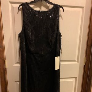 Adrianna Papell halter pleated sequin dress